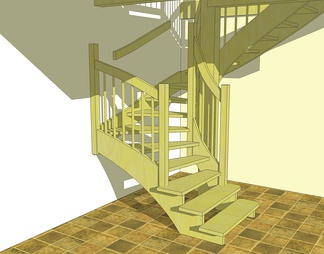 实木楼梯su免费模型下载(1)