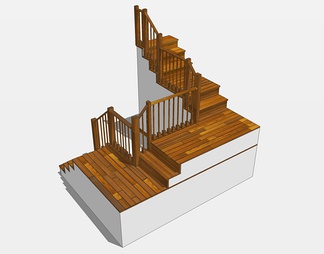 实木楼梯su免费模型下载(1)