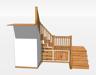 实木楼梯su免费模型下载(1)