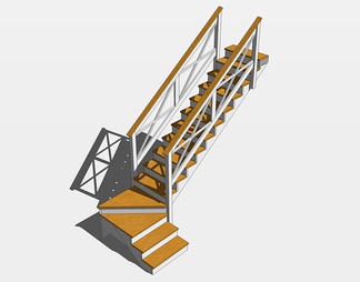 实木楼梯su免费模型下载(1)