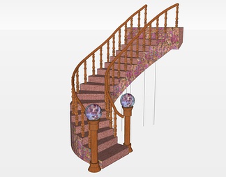 实木楼梯su免费模型下载(1)