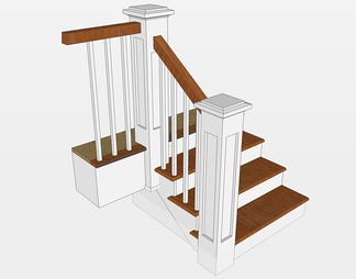 实木楼梯su免费模型下载(1)
