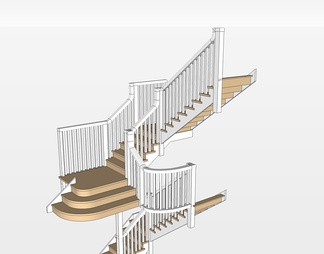 实木楼梯su免费模型下载(1)