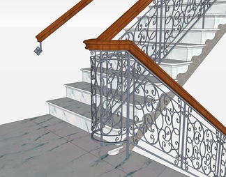 铁艺楼梯su免费模型下载(1)