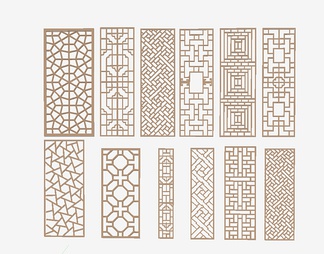 花格屏风隔断su免费模型下载(1)