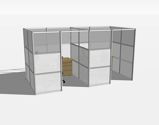 办公桌椅隔断su免费模型下载