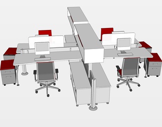 办公桌椅su免费模型下载(1)