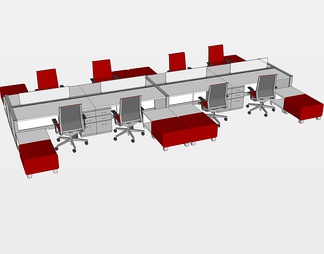 办公桌椅su免费模型下载