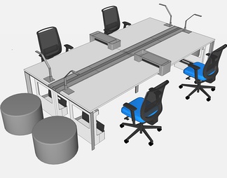 办公桌椅su免费模型下载(1)