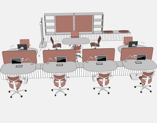 办公桌椅su免费模型下载