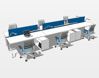 办公桌椅su免费模型下载(1)