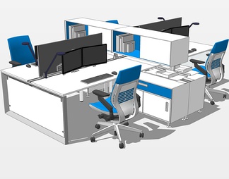 办公桌椅su免费模型下载(1)