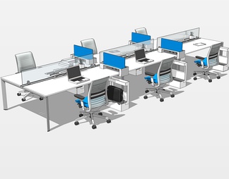 办公桌椅su免费模型下载(1)