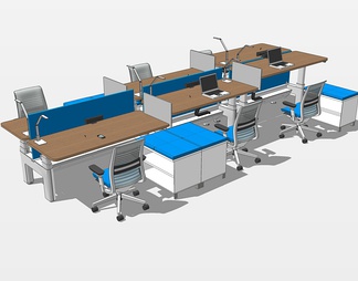 办公桌椅su免费模型下载(1)