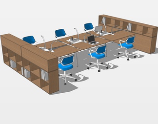 办公桌椅su免费模型下载(1)
