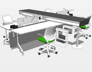 办公桌椅su免费模型下载(1)