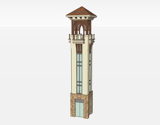 观景塔塔楼su免费模型下载(1)