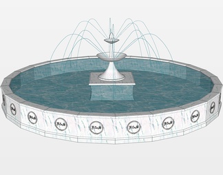 水池喷泉su免费模型下载(1)