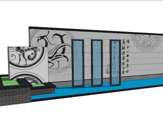 景观墙su免费模型下载(1)