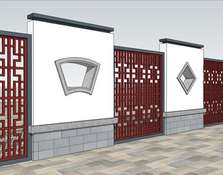 景观墙su免费模型下载(1)