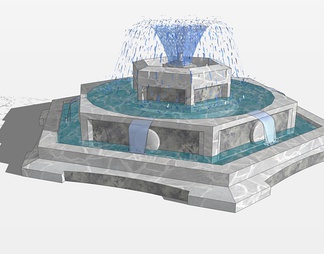 景观喷泉su免费模型下载(1)