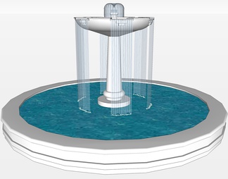 景观喷泉su免费模型下载(1)