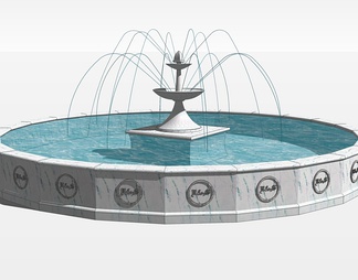 景观喷泉su免费模型下载(1)
