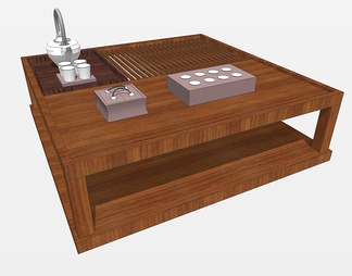 木质茶几su免费模型下载(1)