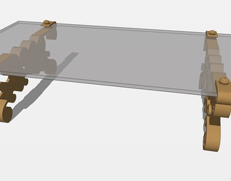 玻璃茶几su免费模型下载(1)