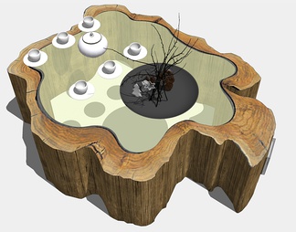 木质茶几su免费模型下载(1)