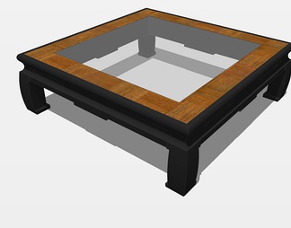 木质茶几su免费模型下载(1)