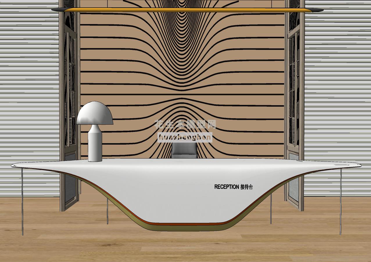 现代异形接待台su草图模型下载(1)