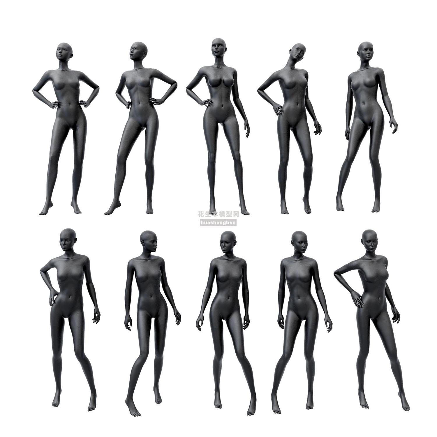 现代女性人体模特3d模型下载(1)