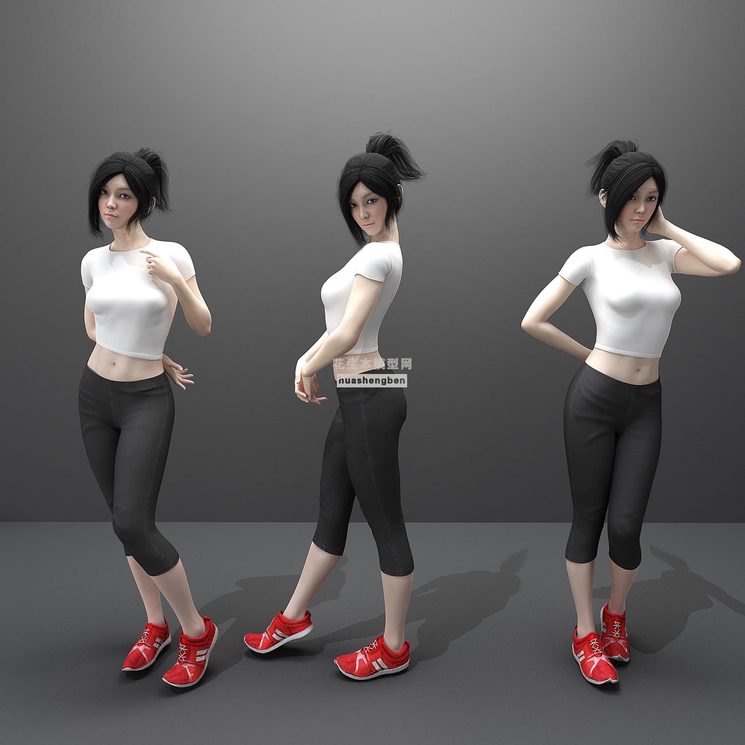 现代运动美女瑜伽人物3d模型下载(1)
