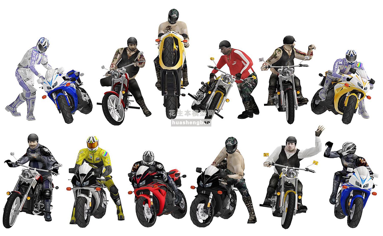 现代摩托车骑手人物3d模型下载(1)