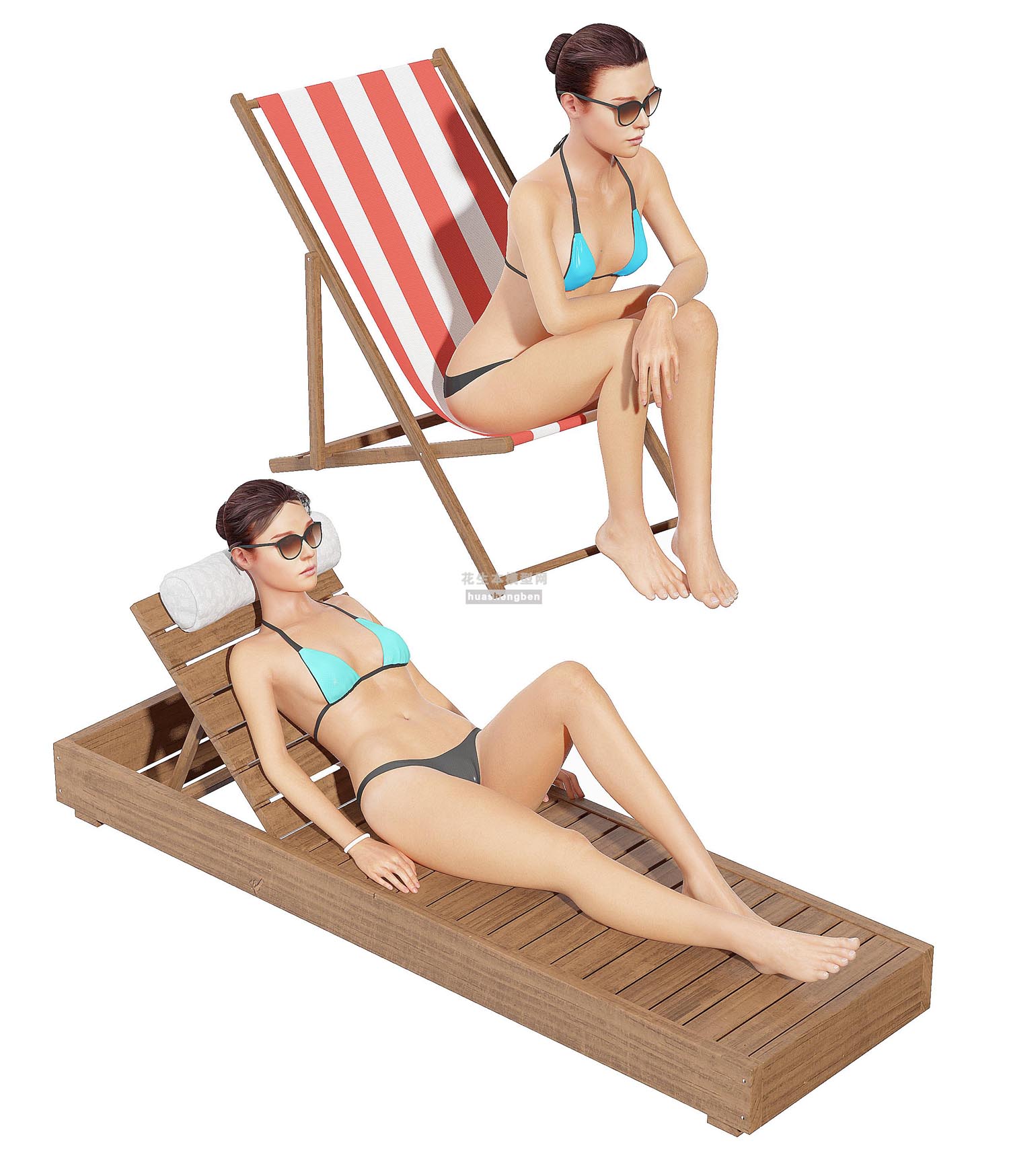 现代沙滩比基尼女性3d模型下载(1)