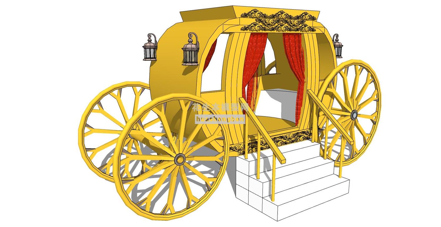 欧式法式马车花车su草图模型下载(1)