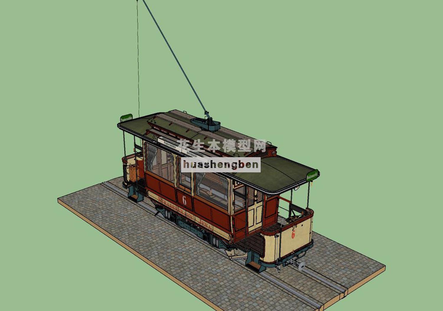 老式有轨电车su草图模型下载(1)