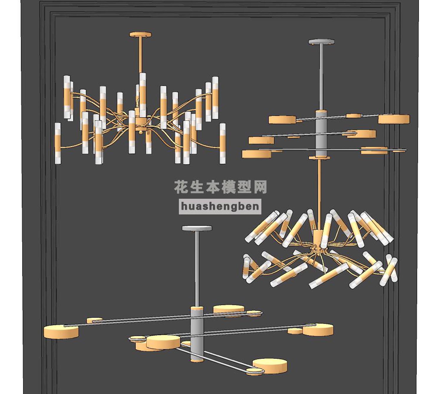 现代创意金属吊灯su草图模型下载(1)