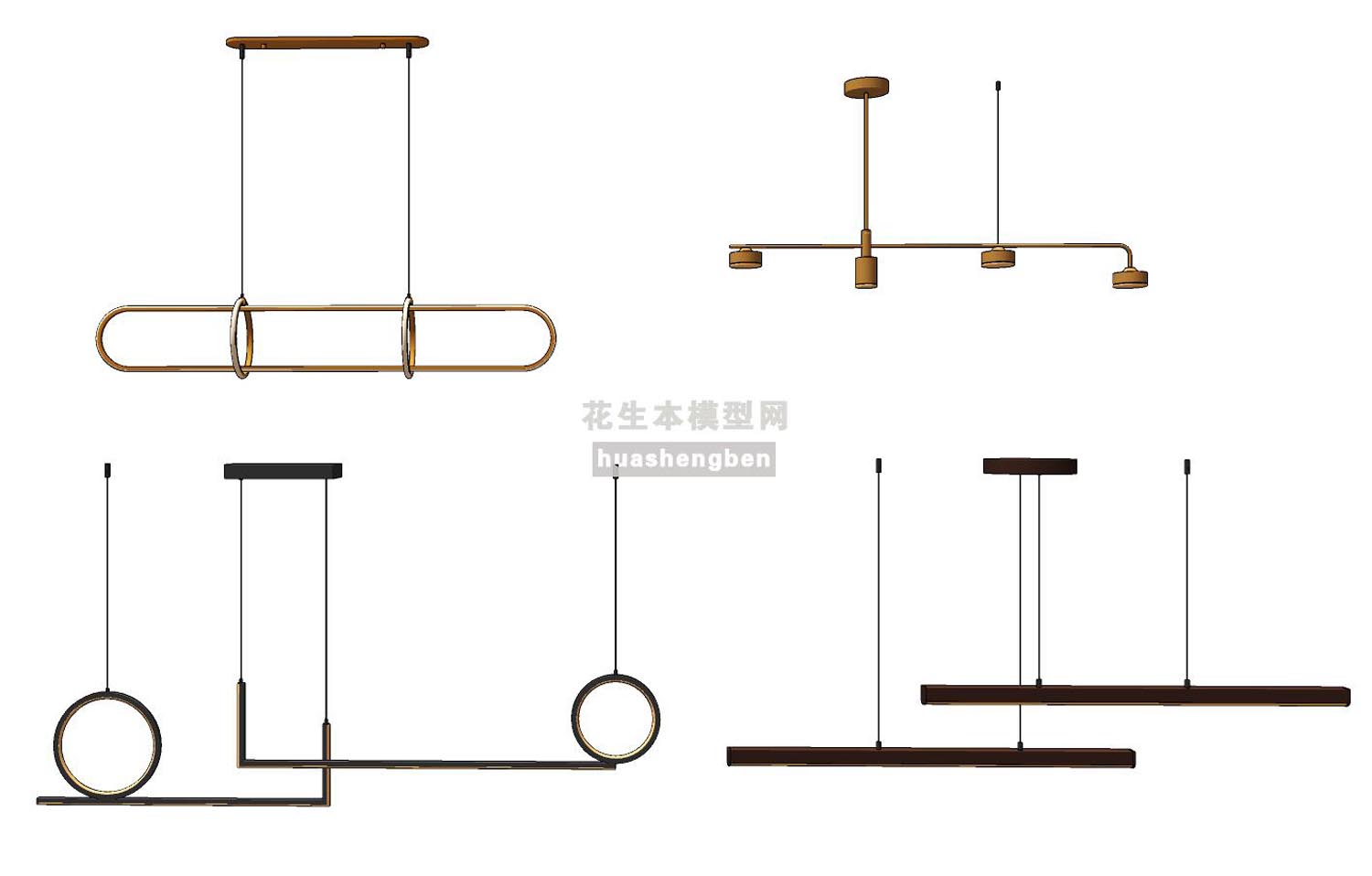 现代金属吊灯su草图模型下载(1)