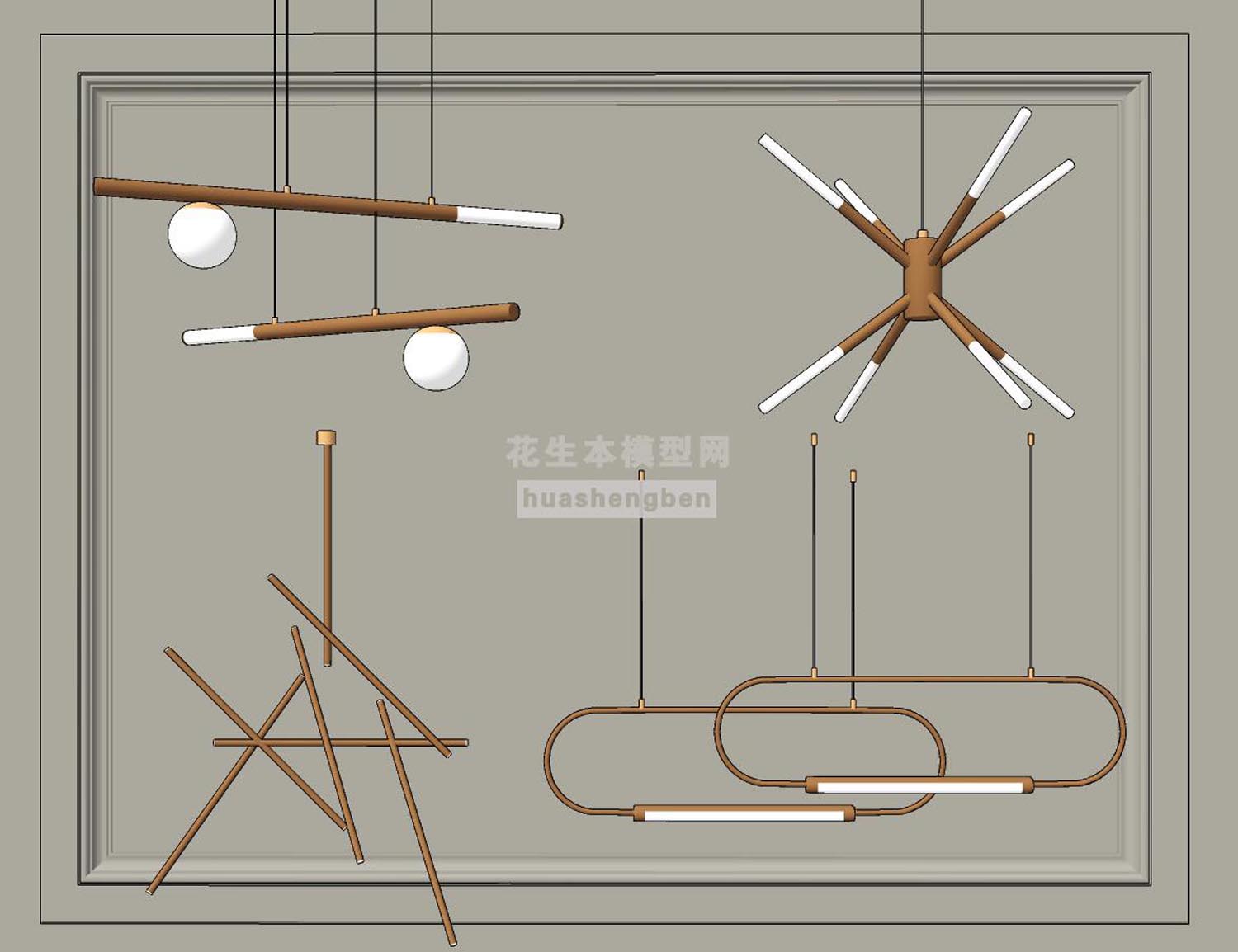 现代吊灯su草图模型下载(1)