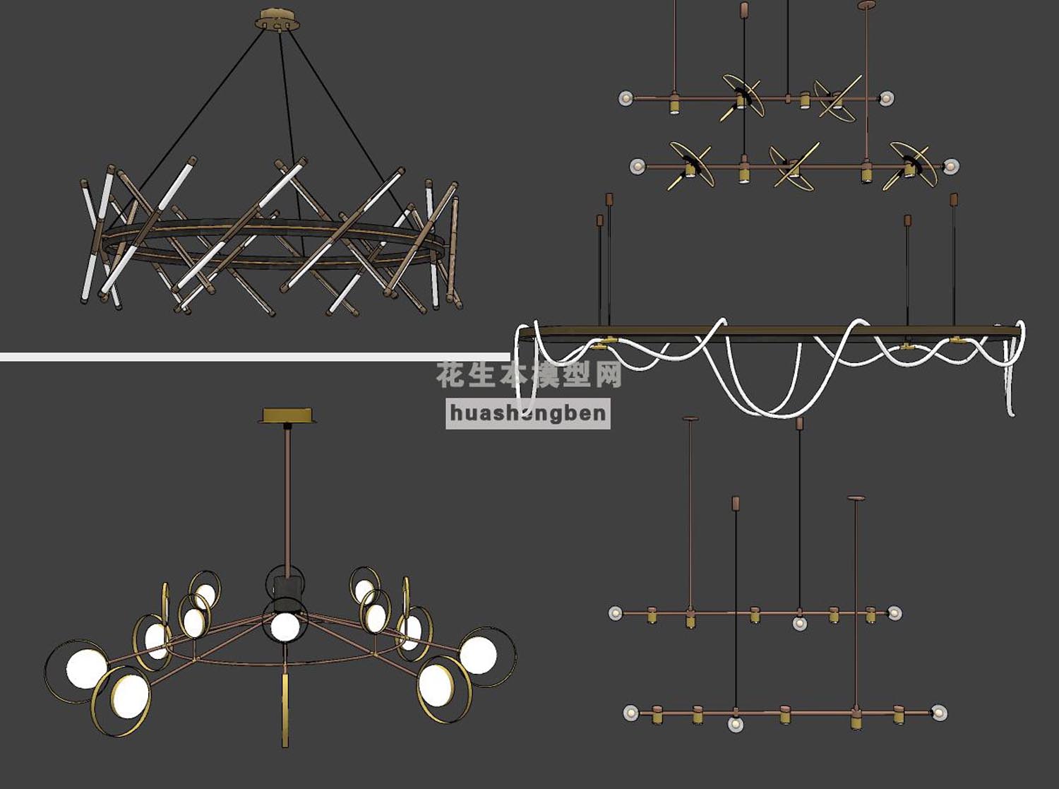 现代吊灯组合su草图模型下载(1)