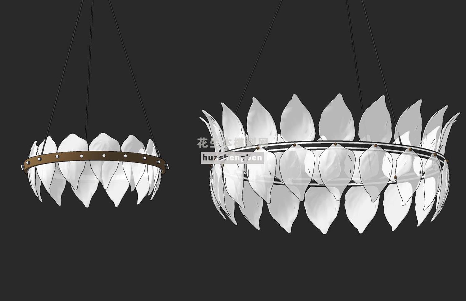 现代花瓣轻奢吊灯su草图模型下载(1)