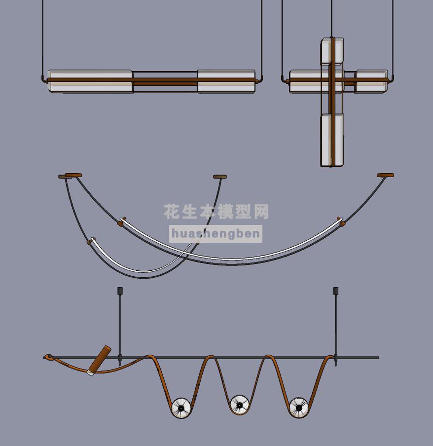 现代吊灯su草图模型下载(1)