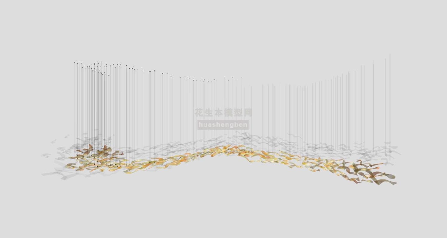 大型异形水晶吊灯彩绘玻璃吊灯su草图模型下载(1)