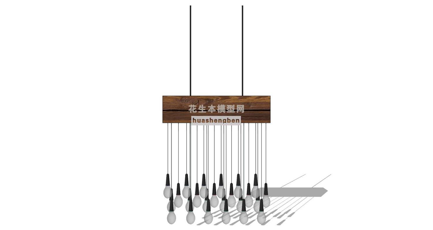原木小吊灯水滴玻璃形状吊灯su草图模型下载(1)