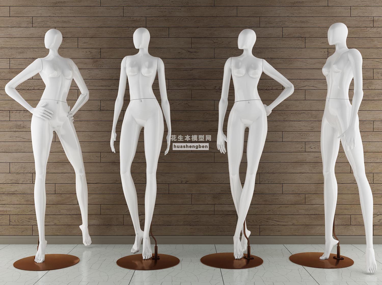 现代女人女装服装模特3d模型下载(1)