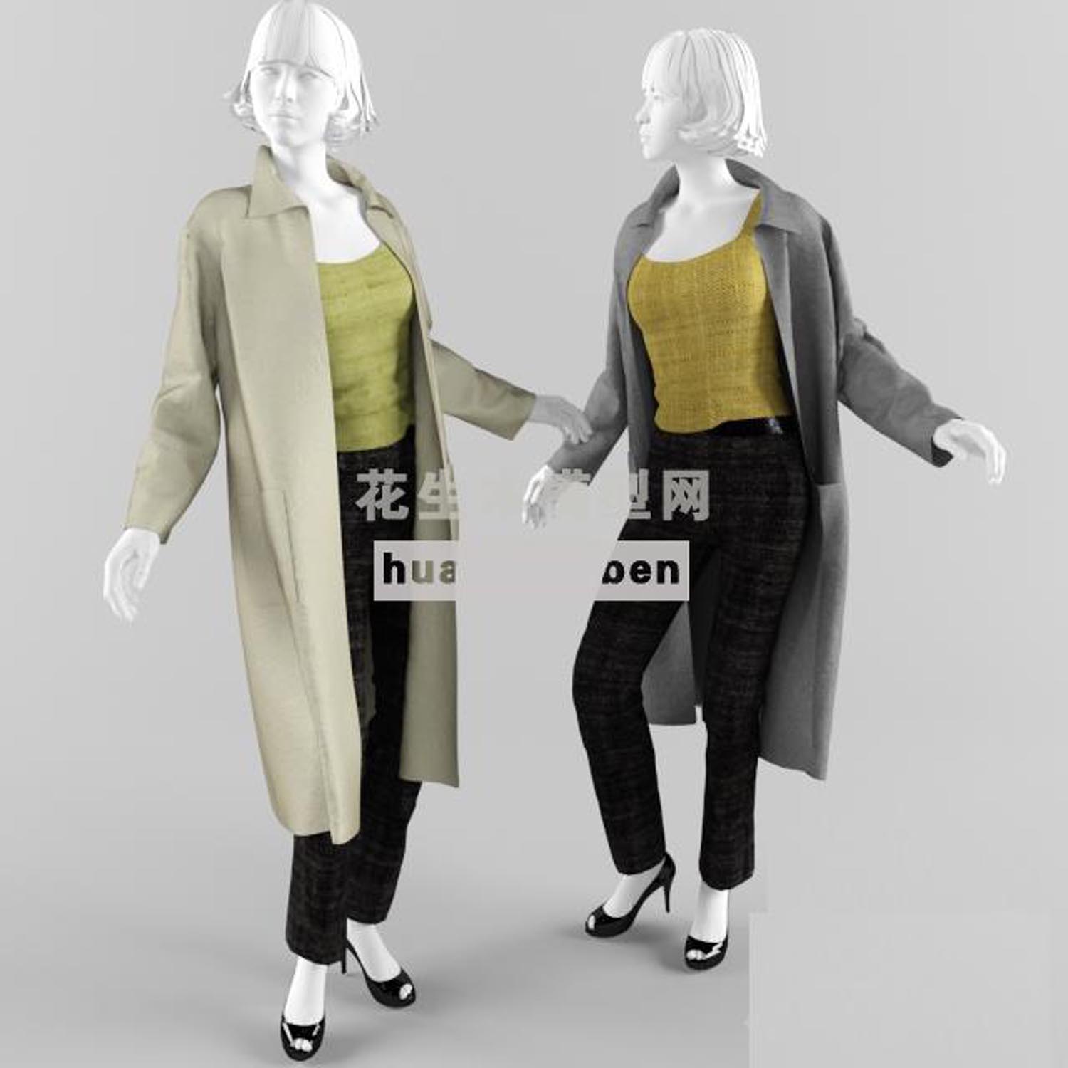 现代女装服装模特3d模型下载(1)