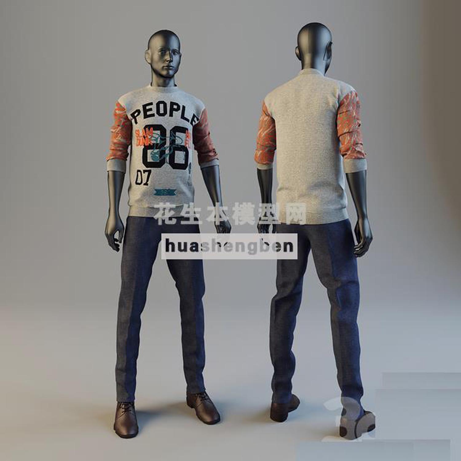 现代男装服装模特3d模型下载(1)