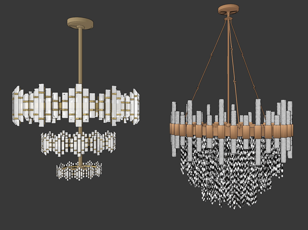 现代轻奢水晶吊灯,su草图模型下载(1)